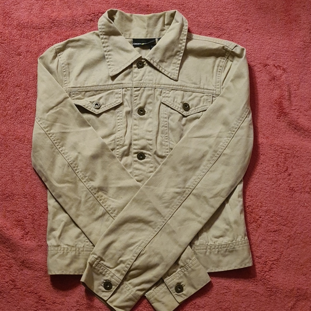 DKNY beige jean jacket sz S